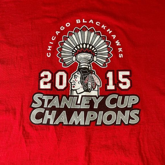 Chicago Blackhawks SS Red T-Shirt 2015 Stanley Cup Champs, Size 2XL - Picture 3 of 8